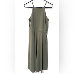 NWT Ann Taylor Olive Green Halter Midi Dress Size 4 Fit Flare